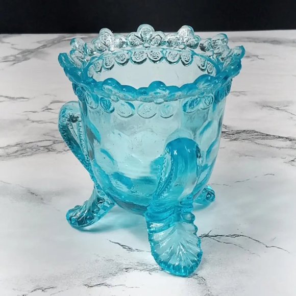 Degenhart Glass Forget Me Not Trinket Toothpick Paperweight Vtg - Picture 7 of 9